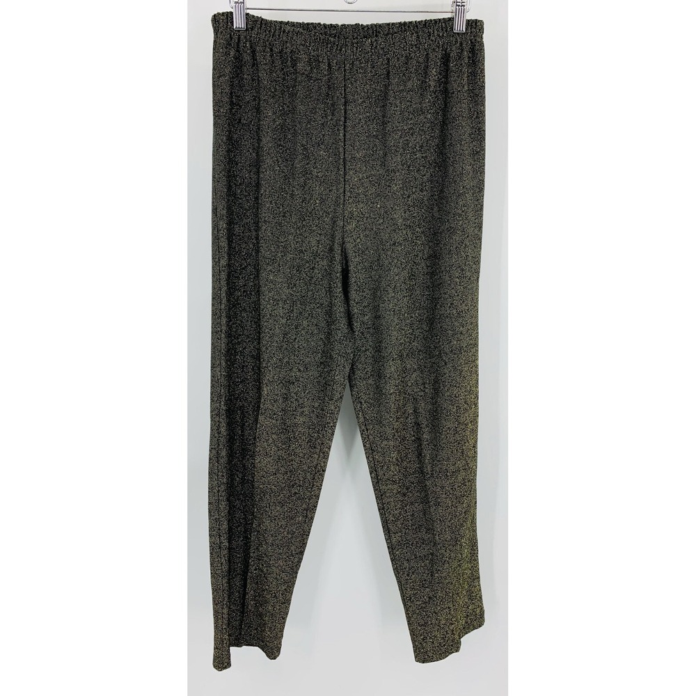 Vintage Gold Black Knit Pull On High Rise Pants Cocktail Party Dancing Club L